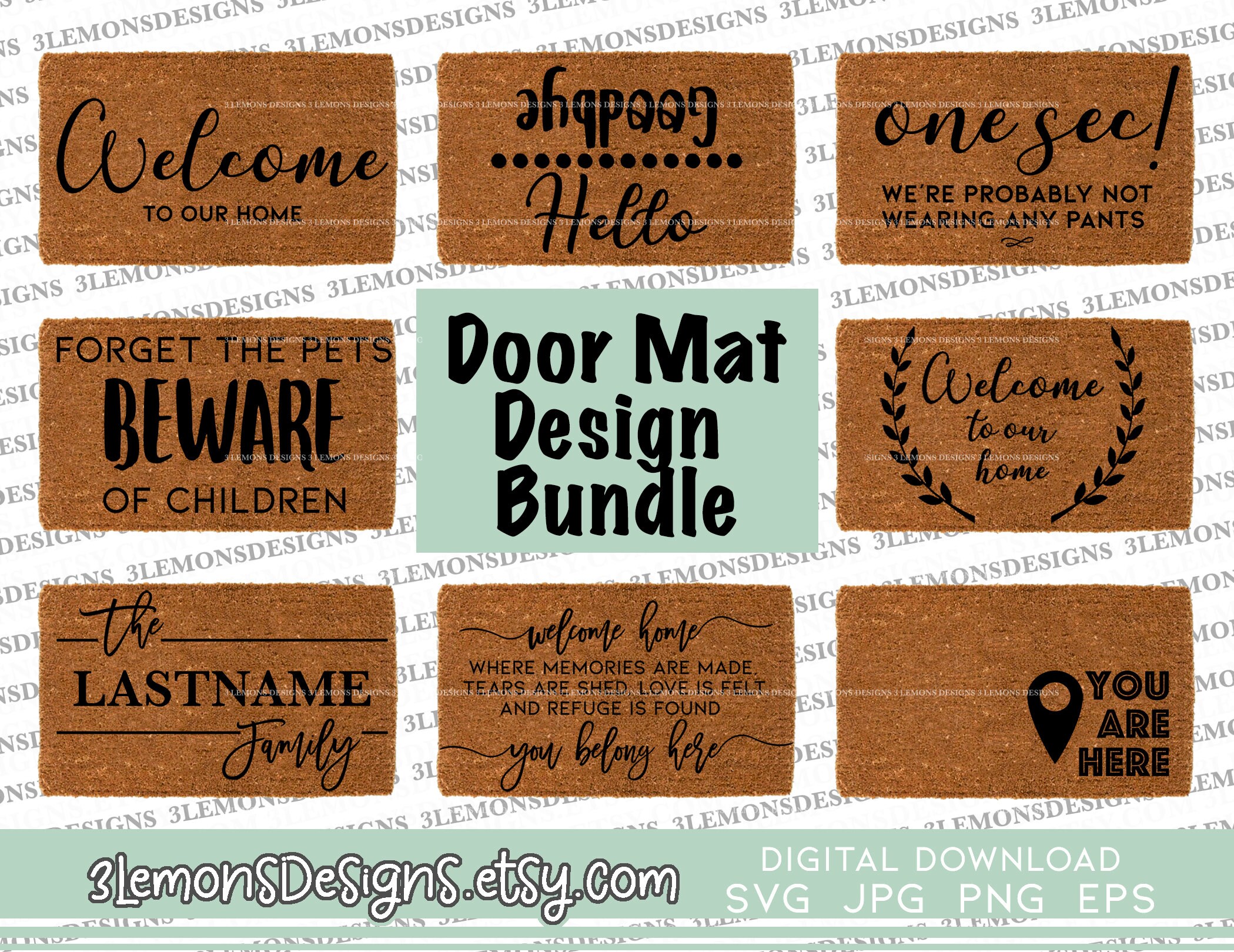 Doormat svg bundle door mat front door mat door mat stencil Etsy