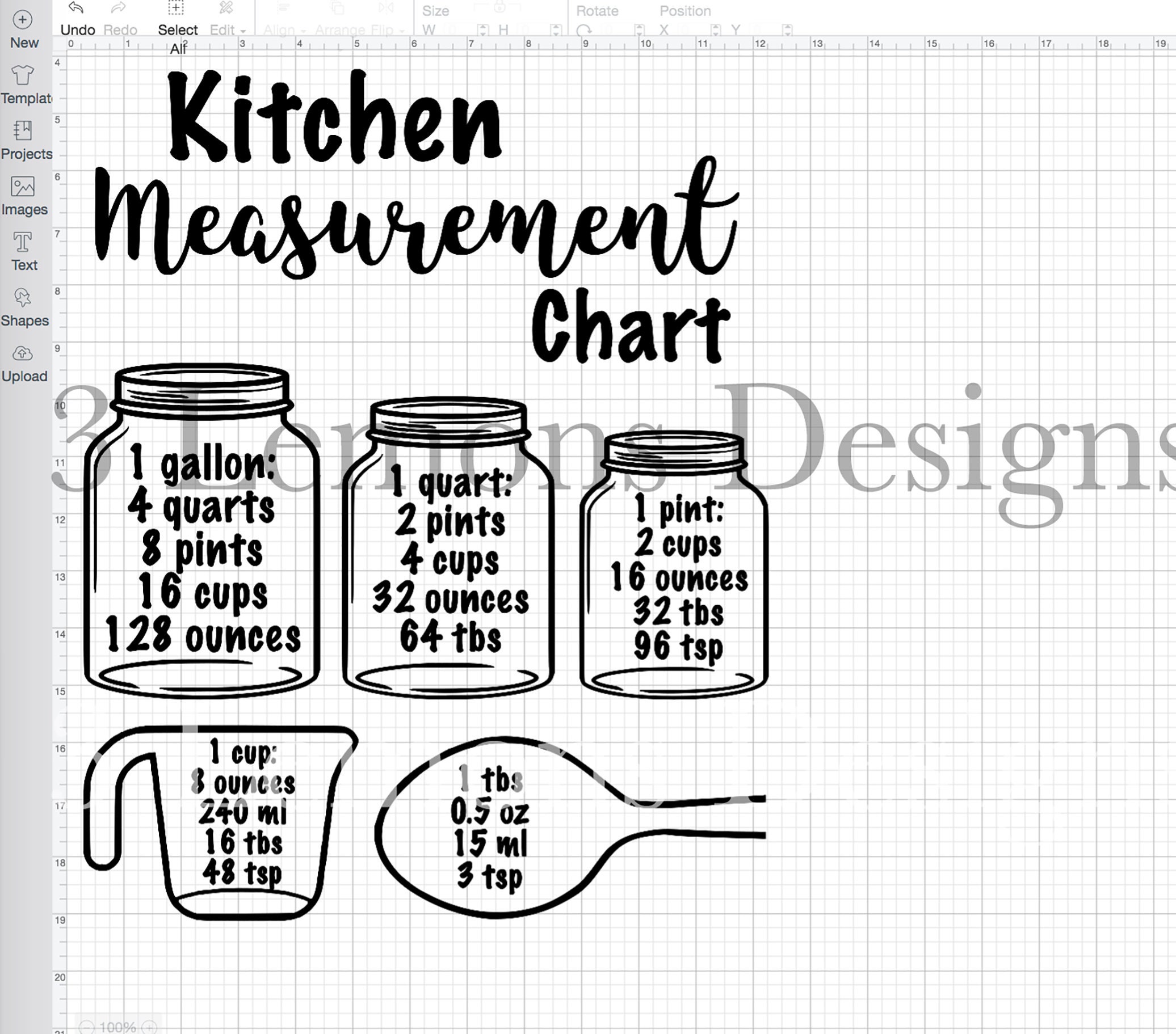 Kitchen Measurement Chart SVG Kitchen Measurements Ounces Etsy Ireland