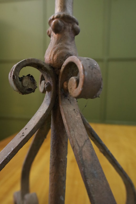 Old Wrought Iron Lamp Foot - image 7