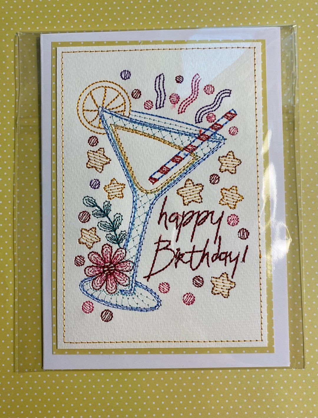 Greeting Card Happy Birthday Martini Etsy