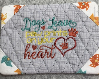 MugRugz/Coaster - Dogs Leave Paw Prints on Your Heart