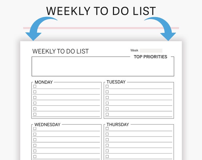 Weekly to Do List Printable PDF Template Fillable Weekly - Etsy