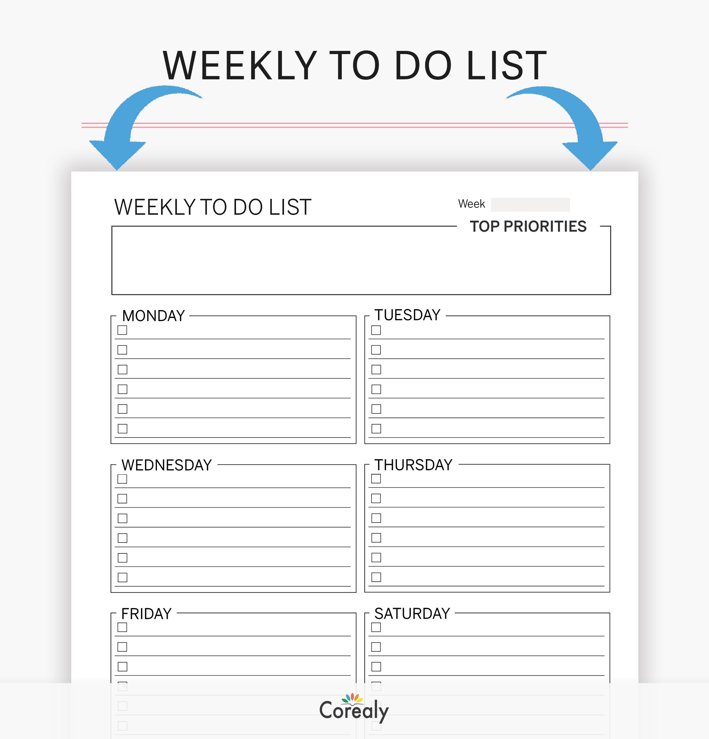 To Do List Pdf Weekly to Do List Printable PDF Template Fillable Weekly - Etsy