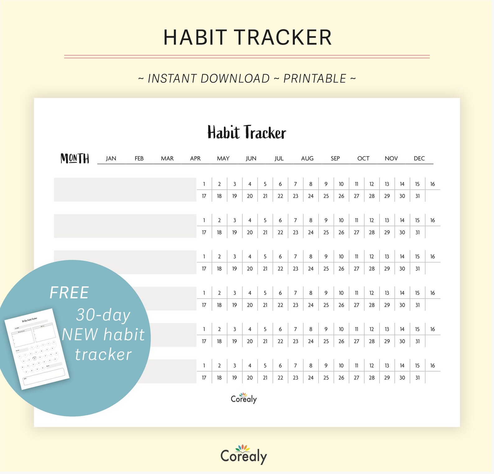 Habit Tracker Template, Routine Log, Track Daily, Weekly & Monthly ...