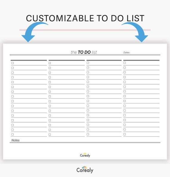 Customizable To Do List Printable Pdf Template Fillable Etsy