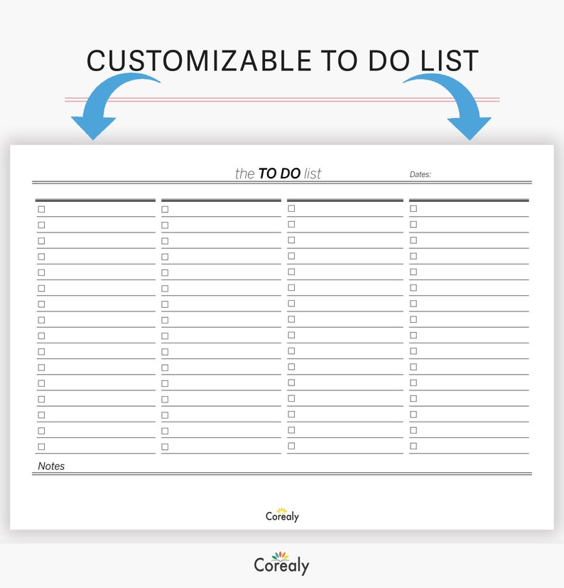 Customizable to Do List Printable PDF Template Fillable | Etsy
