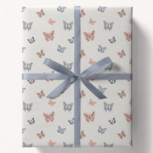 Butterflies Gift Wrap, Handpainted Wrapping Paper, Whimsical Birthday Gift Wrap, Butterfly Handdrawn Gift Wrap Sheets, Custom Gift Wrapping