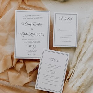 Traditionele bruiloft uitnodiging, bruiloft uitnodiging sjabloon, afdrukbare elegante klassieke huwelijksuitnodigingen, afdrukbare bruiloft sjabloon Suite