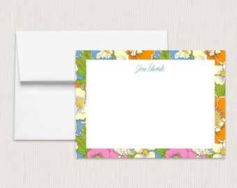 Florales Briefpapier, personalisierte Karte, Einweihungsparty Geschenk, Karte mit Name, personalisiertes Briefpapier