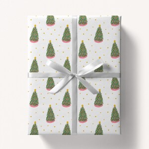 Weihnachtsbäume Geschenkpapier, Feiertagsbaum Geschenkpapier, Weihnachtsgeschenkpapier, Geschenkpapier, handgemalte Geschenkpapiere