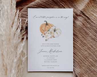 A Little Pumpkin is on the Way Baby Shower Editable Invitation Template, Instant Download, Fall Baby Shower Invitation, Printable DIY