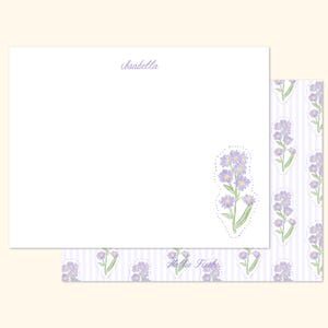 Wildflower Personalized Stationery Set, Floral Watercolor Stationery Cards Set, Stationery with Name, Custom Notecards Set Florals Lavender