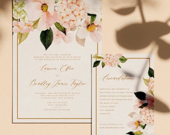 Wildflowers Wedding Invitation Template, Wedding Invites Bundle Set Templates DIY, Floral Wildflower Garden Wedding Invitation Details Card