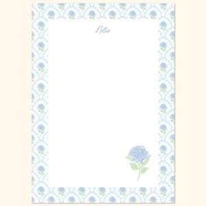 Bloc de notas de hortensias, Bloc de notas personalizado, Bloc de notas personalizado, Bloc de notas de acuarela con nombre, Bloc de notas de acuarela de hortensias, Bloc de notas de regalo personalizado