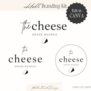 Charcuterie Board Logo Template, Edit Yourself Canva Logo, Charcuterie Board, Catering Logo, Cheese Logo, Watermark Logo, Handdrawn Logo
