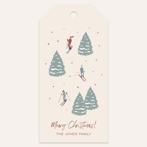 Personalized Holiday Christmas Skiing Gift Favor Tags, Holiday Gift Tag, Christmas Gift Tags, Cute Tags for Gifts, Custom Holiday Gift Tags