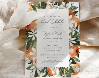 Citrus Brunch and Bubbly Bridal Shower Invitation Template, Bridal Shower Invite, Printable Bridal Shower Invite, Instant, Printable, DIY
