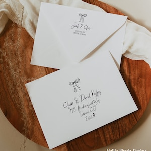 Modern Bow Wedding Envelopes, Wedding Envelopes with Bows, Addressed Wedding Invitations, Hand-drawn Bow Personalized Wedding Envelopes, B01
