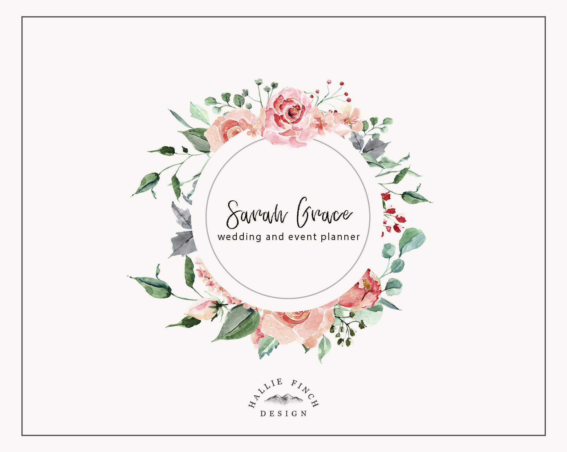Watercolor Floral Logo, Circle Logo, Flower Logo, Floral Logo, Business