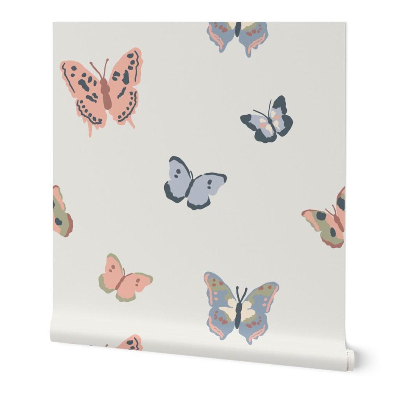 Butterflies Peel and Stick Removable Wallpaper, Butterfly Handpainted ...