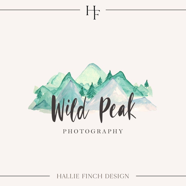 Wild Peak Logo, Mountain Logo, Rustic Logo, Premade Logo, Brand Kit, Branding, Small Business, Outdoor Logo, Photographer Logo, Branding Kit