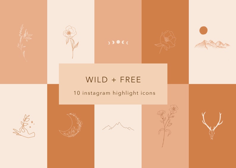 Wild Free Instagram Story Highlight Icons / Boho Icons / Etsy