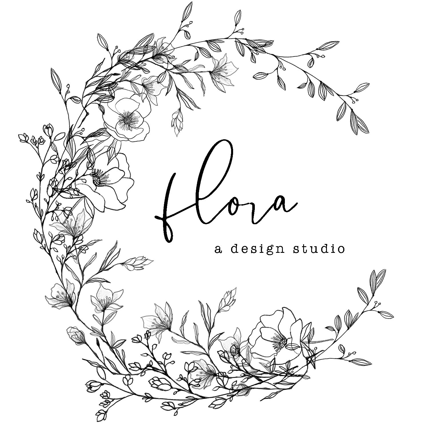 Flora Sketch Logo / Modern Logo / Floral Logo / Flower Logo / Etsy