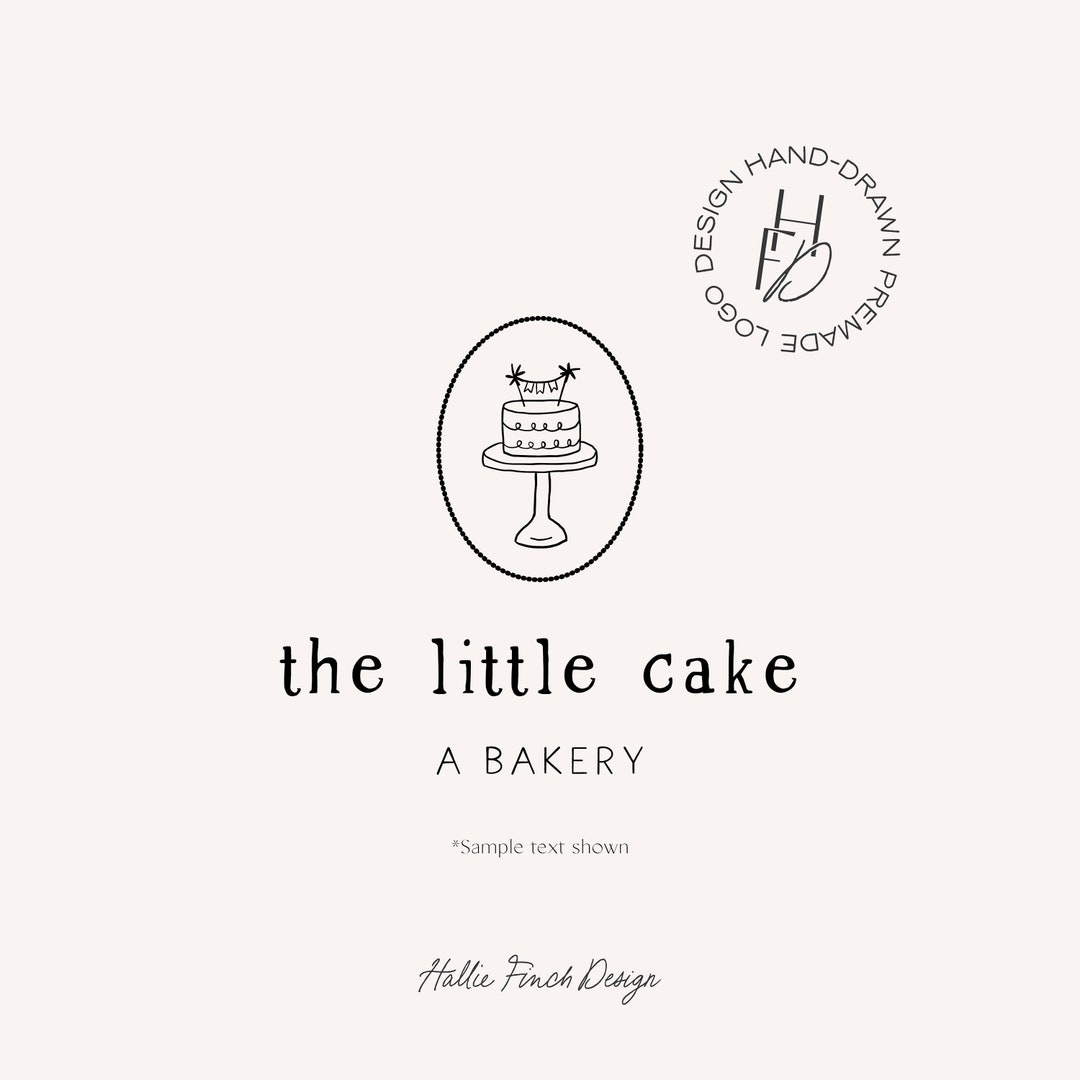 Handdrawn Cake Stand Logo, Bakery Logo Design, Cake Logo, Small