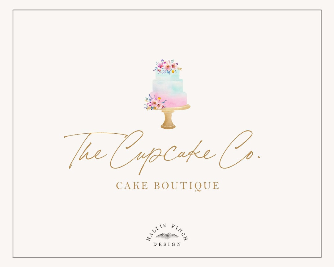 Watercolor Cake Logo, Bakery Logo, Cake Logo, Wedding Cake Logo, Baking Logo, Baker Logo, Logo