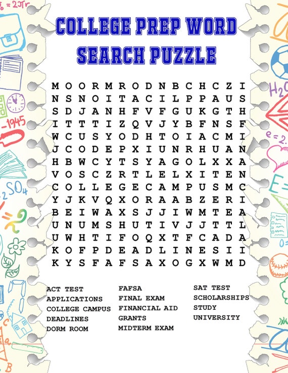 College Prep Word Search Puzzle 