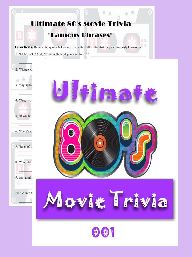 Ultimate 80 S Movie Trivia Game Famous Phrases Party Supplies Party Favors Games Vadel Com