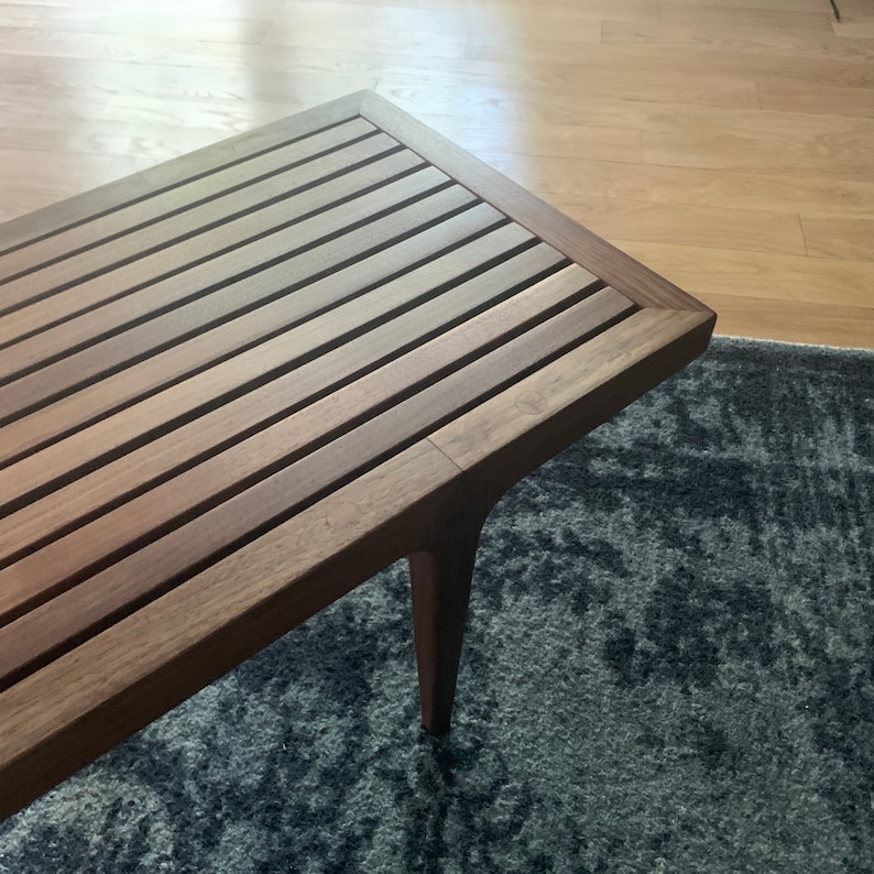 Mid-century Modern Bench, Solid Wood Bench, Dining Set Bench image 1