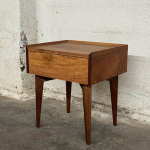 Mid Century Modern Night Stand, End Table, Side Table with tapered legs and drawer image 2