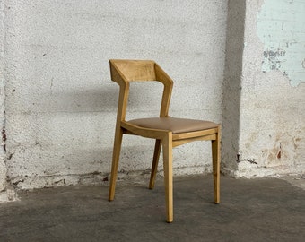 Modern Wood Dining Chair, Side Chair, Accent Chair, Leather Cushion
