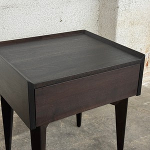 Mid Century Modern Night Stand, End Table, Side Table with tapered legs and drawer image 7