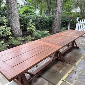 Handmade Outdoor Dining Table, Trestle Farmhouse Style Table, made in USA