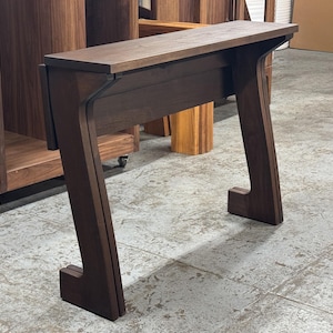 Handmade Drop-Leaf Console Table: Mid-Century Modern Sofa Table, USA made Bild 13