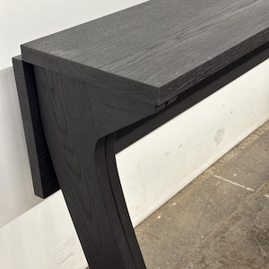 Handmade Drop-Leaf Console Table: Mid-Century Modern Sofa Table, USA made ebonized white oak