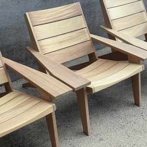 Wood Adirondack Chair | Patio Chair | Contemporary Outdoor Furniture | Modern Club Chair | Outdoor Armchair | Sunroom Furniture