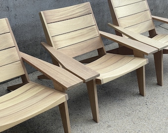 Wood Adirondack Chair | Patio Chair | Contemporary Outdoor Furniture | Modern Club Chair | Outdoor Armchair | Sunroom Furniture