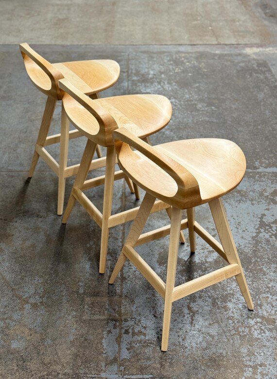 Mid Century Modern Swivel Counter Stool: Tractor Seat Bar Stool, USA Made