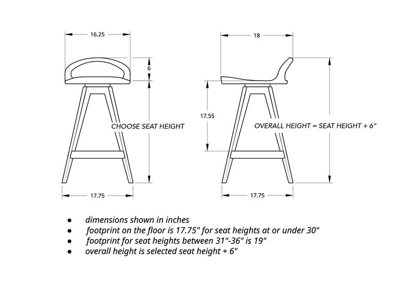 Tabouret de bar pivotant moderne Mid-Century : tabouret de bar avec siège de tracteur, fabriqué aux États-Unis image 8