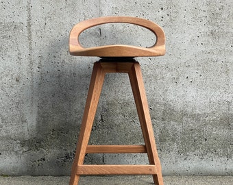 Swiveling Wood Counter Stool | Scooped Seat Stool | Mid Century Modern Stool | Tractor seat stool | Kitchen Barstool | Vanity Stool