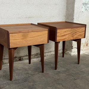 Mid Century Modern Night Stand, End Table, Side Table with tapered legs and drawer image 5