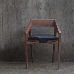 Solid Wood Dining Chair with Arms, Leather cushion, Custom chair, Armchair, Lounge Chair image 2