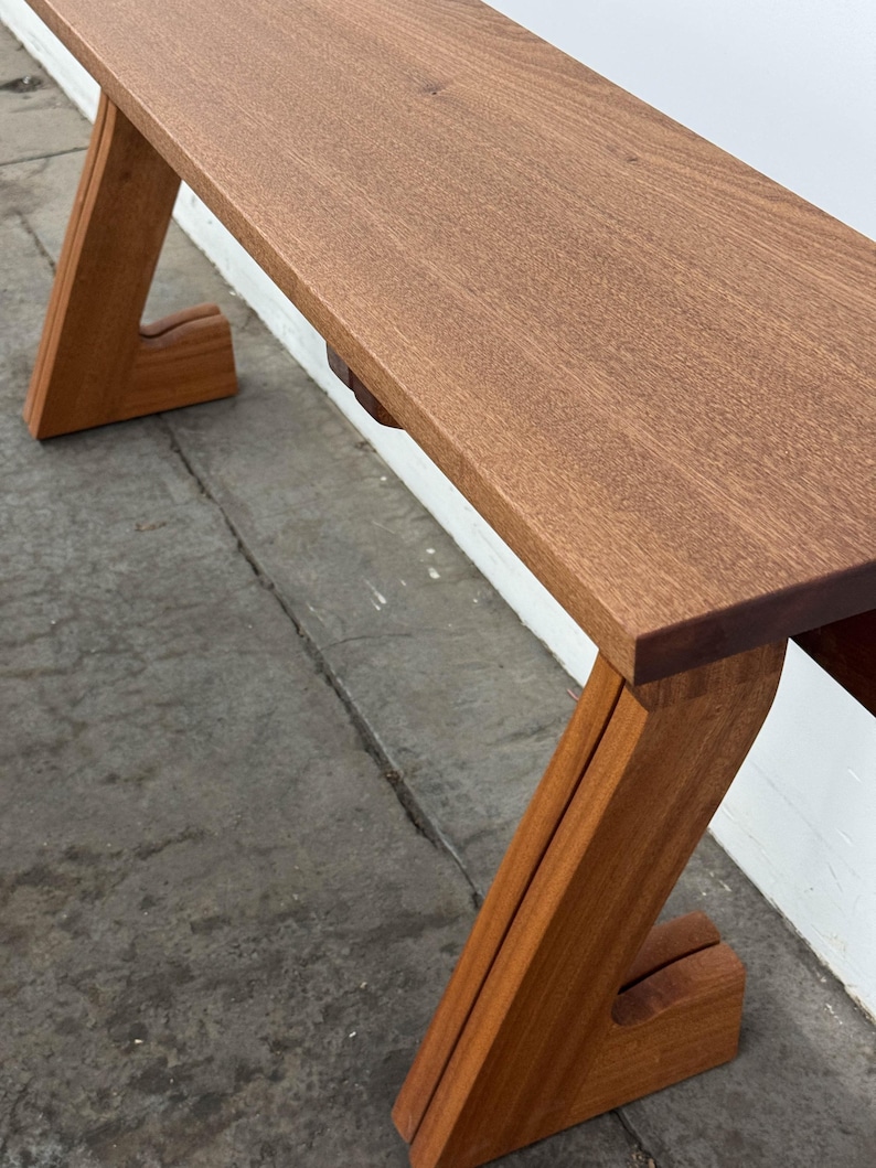 photo of expanding sofa table, made of solid mahogany, made in the USA by Marco Bogazzi