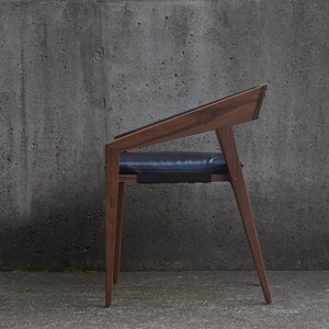 Solid Wood Dining Chair with Arms, Leather cushion, Custom chair, Armchair, Lounge Chair image 3