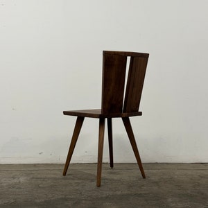 Modern Dining Chair, Sculptural Slab Side Chair, Accent Chair, Vanity Chair walnut