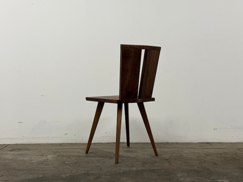 Modern Dining Chair, Sculptural Slab Side Chair, Accent Chair, Vanity Chair walnut