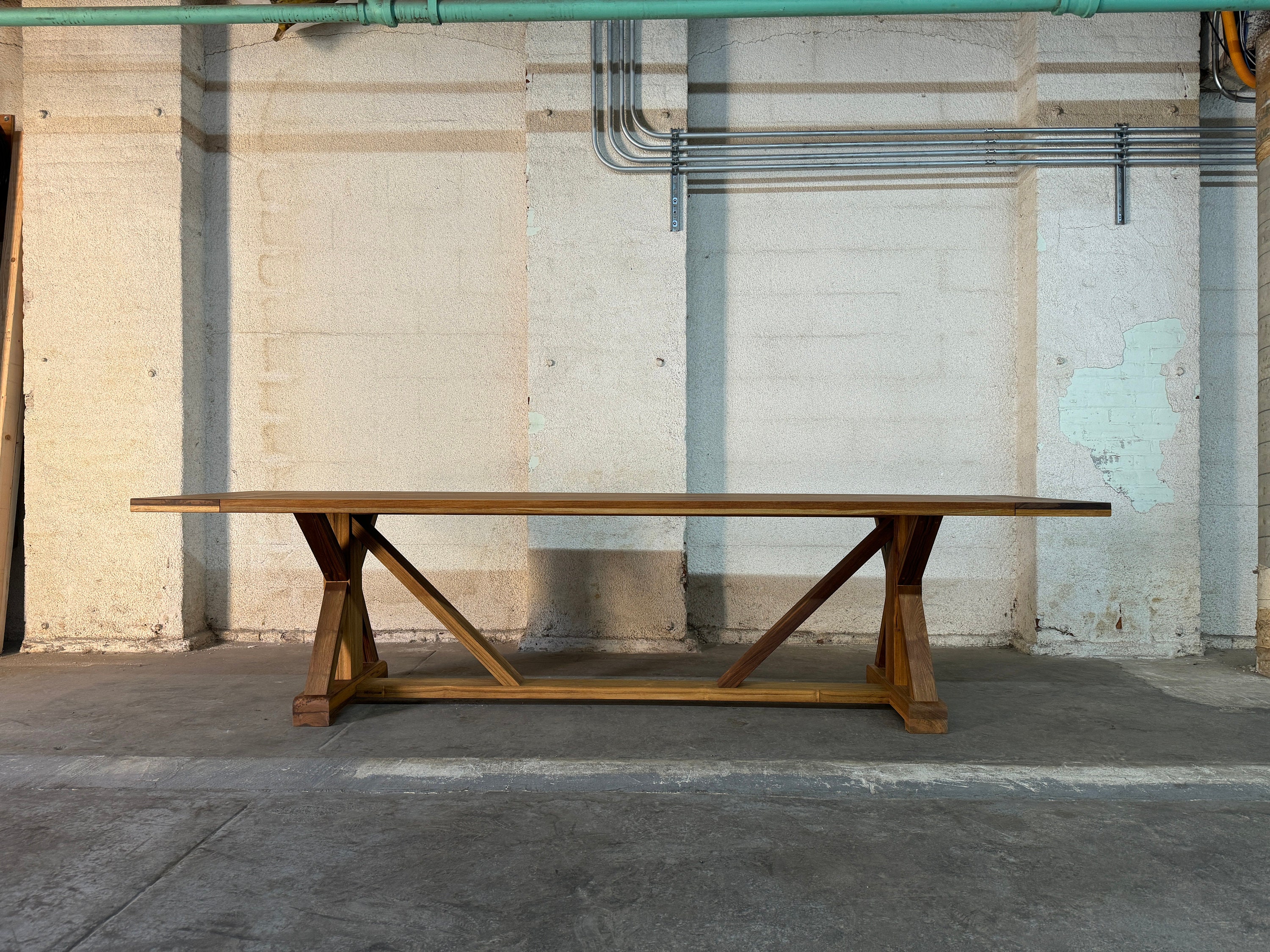 Handmade Outdoor Dining Table, Trestle Farmhouse Style Table, Made